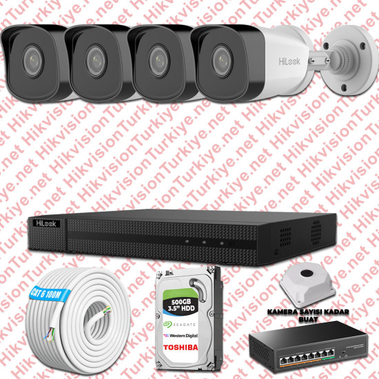 Hilook İp Kamera Seti 1080p Fullhd 4 Güvenlik Kamerası
